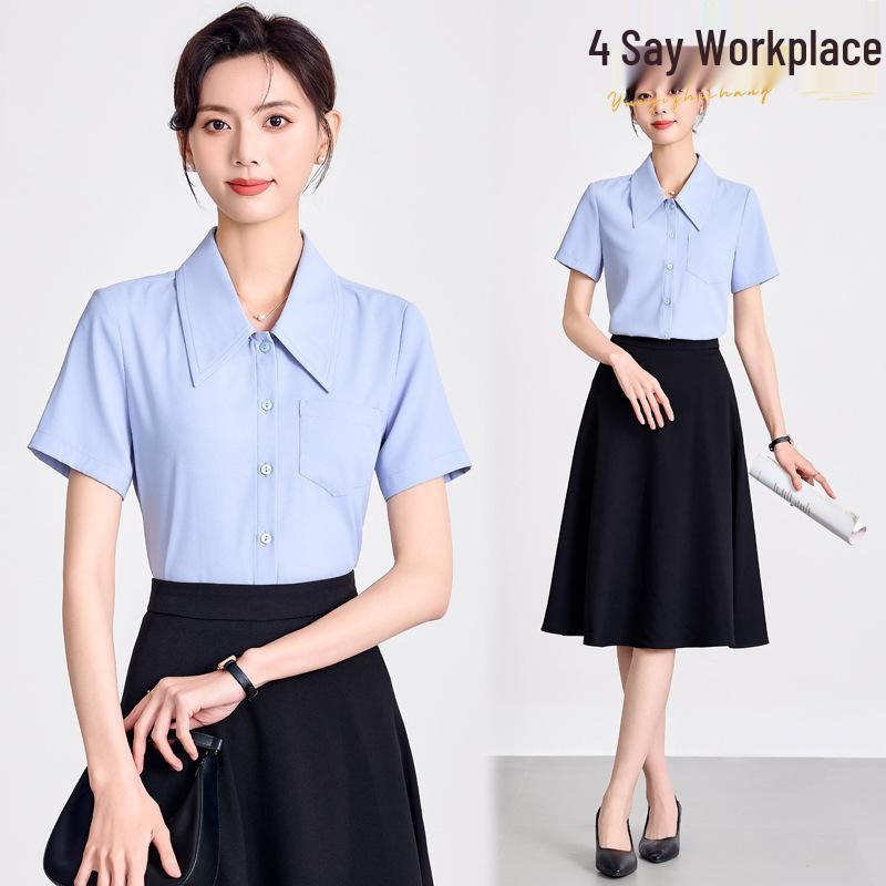 

Women s Short Sleeve White Shirt for Professional or Formal Wear 3XL