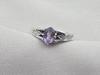 925 Sterling Silver Amethyst Cut Oval Ring, Minimalist Leaf Detail Jewelry