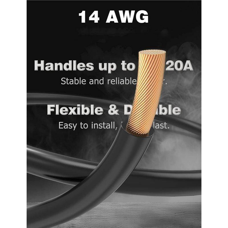 2er-Pack 1FT SAE-Verlängerungskabel für NOCO Genius Smart-Batterieladegeräte, 14AWG Heavy Duty SAE-Steckerkabel, Für Auto