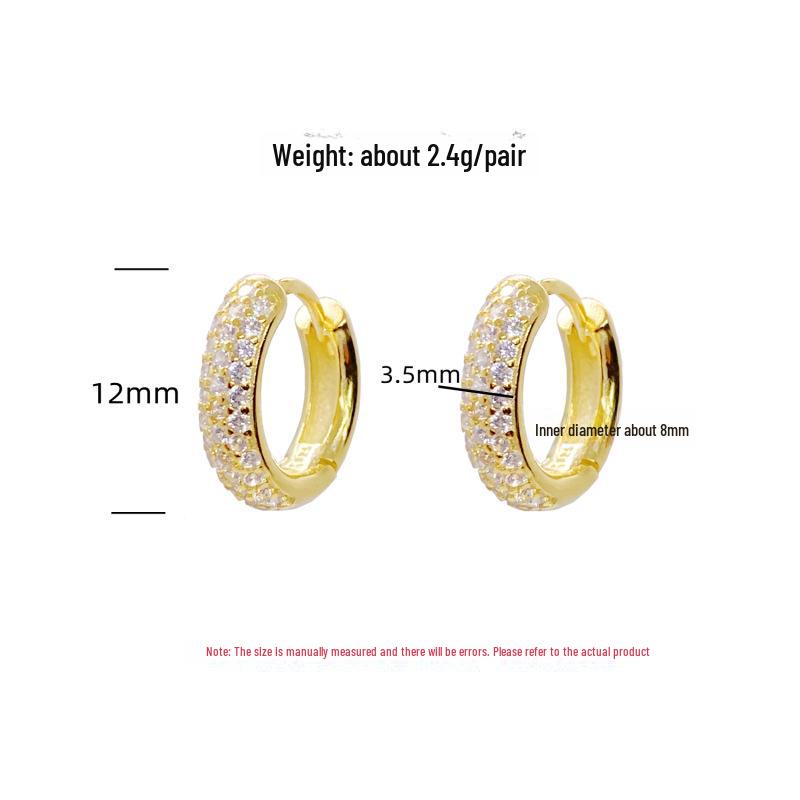 Klassische vergoldete S925 Sterling Silber Zirkon dreireihige Diamantohrringe für Damen