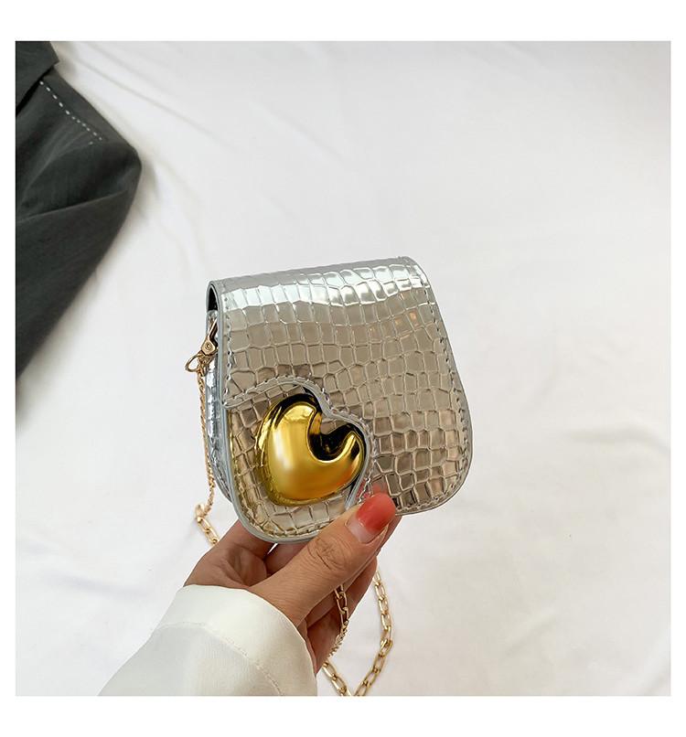 

Stylish Urban Shoulder Bag Women s Chain Solid Color Handbag Lady Mini Square Bag Pu Crossbody Bag срібний