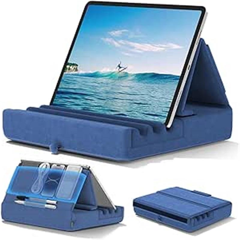 Tablet Pillow Holder Foldable Stand For Lap Bed And Desk Tablet Soft Pad Dock With Pocket & Stylus Mount For IPad Pro