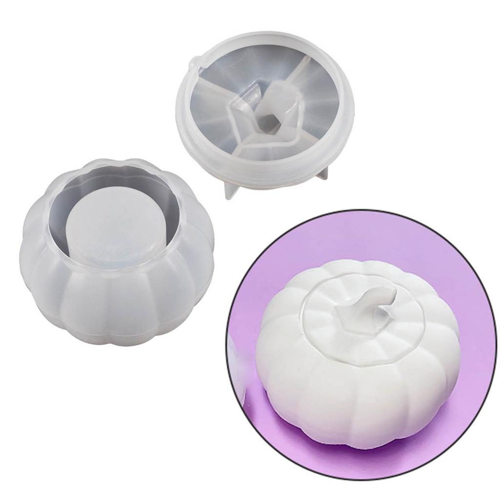 Storage Box Silicone Resin Mold with Lid Pumpkin Jar Epoxy Casting Molds for Jewelry Pendant Necklace Ornament Holder