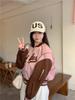 Plus Size Pink Retro Baseball Jacket for Petite Women - Spring & Autumn