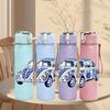 1PC Vintage Blue Beetle Car Retro Pattern 750ml Color Plastic Sports Water Bottle Leakproof Flip Straw Lid Suitable for Sports Office Home Use