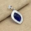 Solid 925 Sterling Silver Blue Sapphire Lab-skapad handgjorda smycken ädelstenshänge