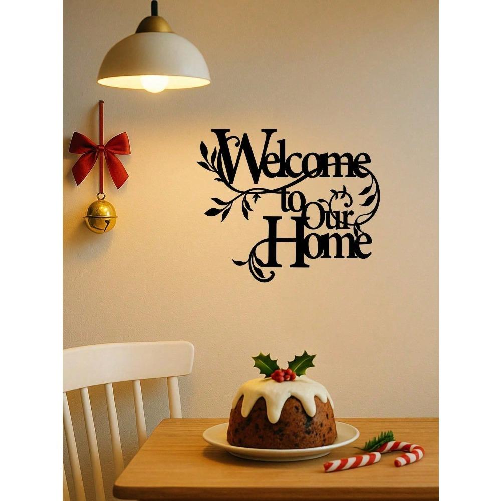 Vintage Metal Christmas Welcome Sign For Home Porch Wall Decor With Hanging Chain