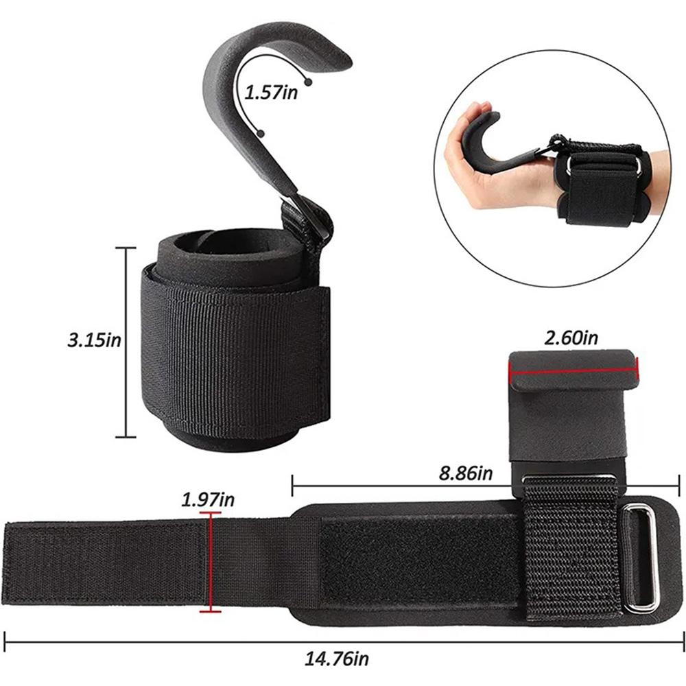 Ganci Sollevamento Pesi con Supporto Polso Cinghia per Mano Per Palestra Fitness Trazioni Guanti per Power Lifting Allenamento