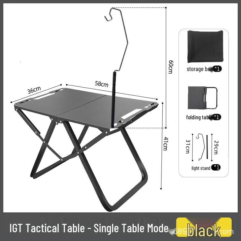 Tragbarer Klapp-Picknicktisch mit Karbonstahl und Kochgeschirr-Set