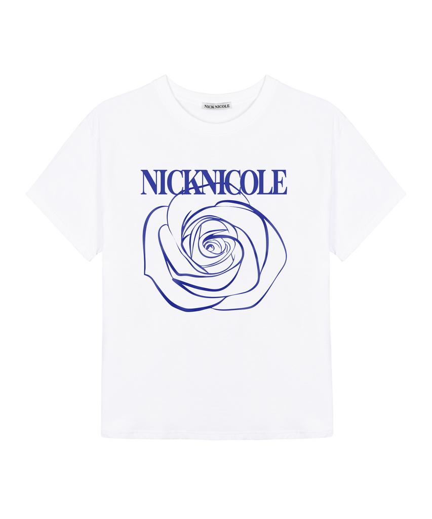 Nigaennikol Big Rose Sleeve Top_White Navy