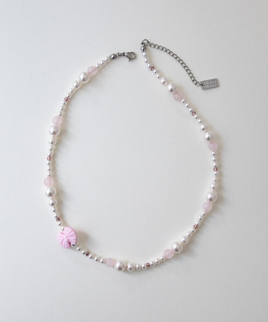 Merrymotive Pink Ribbon With Pearl Necklace
