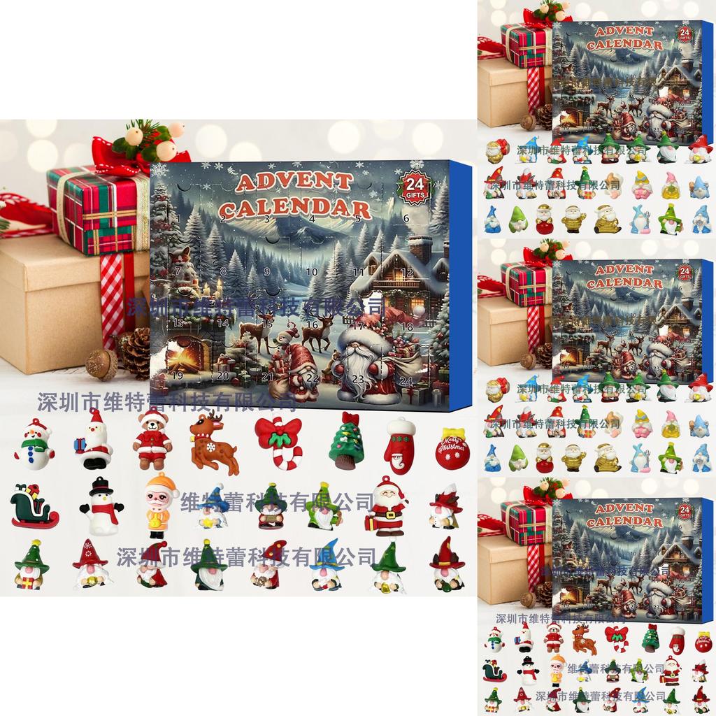 2024 Julnisse Adventskalender Färgglada Pvc-leksaker för Högtidskul Och Glada Överraskningar