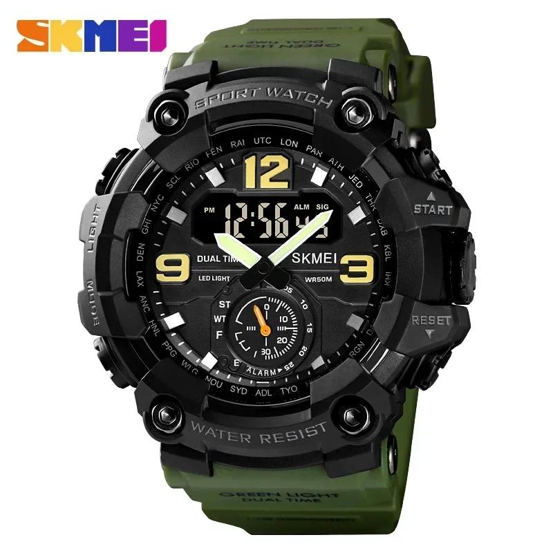 SKMEI 1637 montre homme Shockproof Digital Men Watch Dual Movement 3 Time Sport Wristwatch Mens Waterproof Electronic Watches