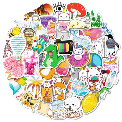 50 Cute Hand-Drawn Little Crocodiles Eating Ice Cream Decorated Waterproof Stickers Diy Children'S Handbook