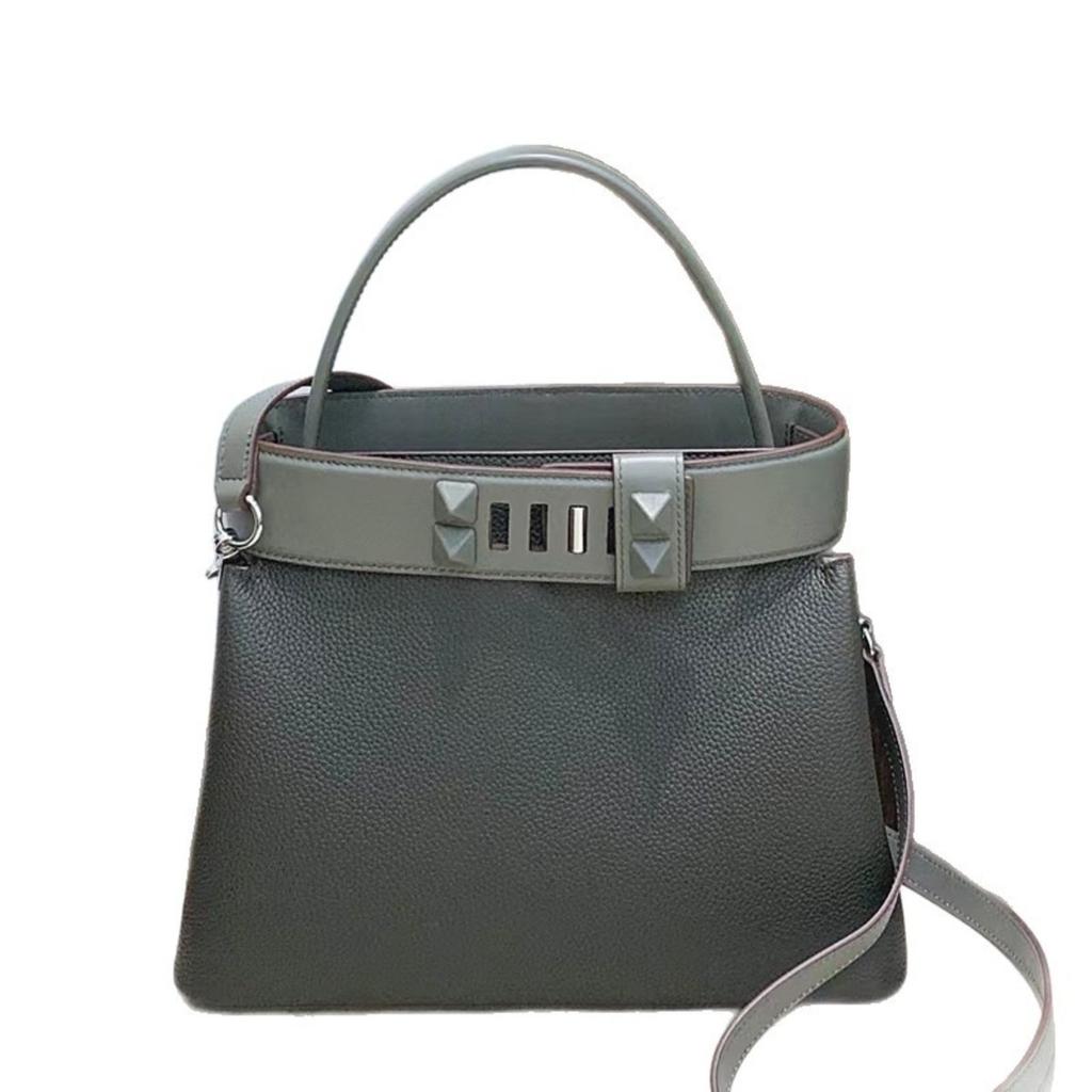 Damenhandtasche Togo Rindsleder erste Schicht Schloss Öffnen und Schließen Handtasche Tragetasche Schulter Crossbody Tragbare Damenhandtasche