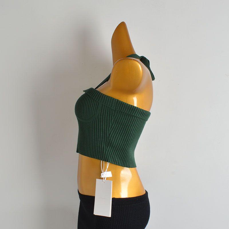 Cabinet Sexy Cross-Halterneck Shoelace Knitting Camisole Women's Clothing Spring Summer Slim-Fit Short Wrapped Chest Sleeveless Tops
