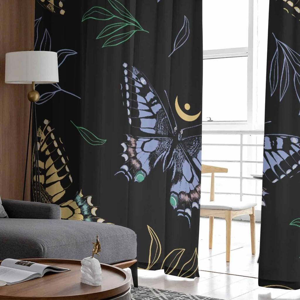 Schmetterling Aquarell Pflanze Vintage Tüll Vorhänge für Wohnzimmer Sheer Vorhang für Schlafzimmer Küche Jalousien Voile Vorhänge