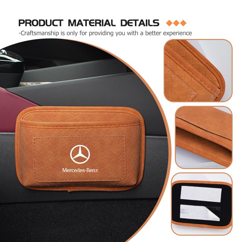 Car Sticker Car Door Sticky Storage Pocket Seat Back Organizer Bag For Mercedes Benz AMG A C E S G Class W201 W210 W108 W204 W20