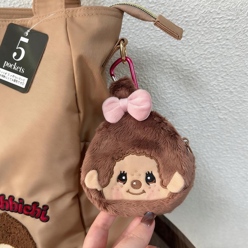 Monchhichi Pouch Moneybag Cute Little Monkey Wallet Keychain Cartoon Anime Storage Zipper Bag Coin Pouch Pendant Party Favor