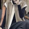 Women's Western-style Round Neck Blocked Sleeveless Autumn Winter Cardigan High-end Vest  Knitted Sweater Paired Camisole