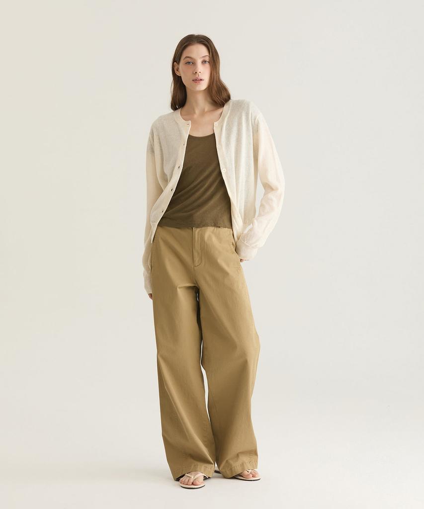 Oteumilkape Barrel Leg Pants - Beige