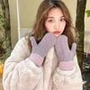 Women's Cute Plush Winter Mittens: Thick, Soft, Warm Cycling Gloves for Trendy Students