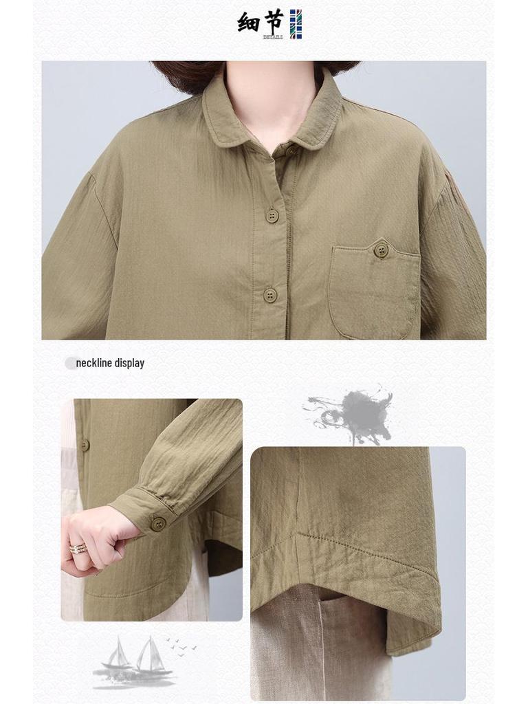 Mom's Pure Cotton Women's Spring Jacket Blouse - 2024 Style