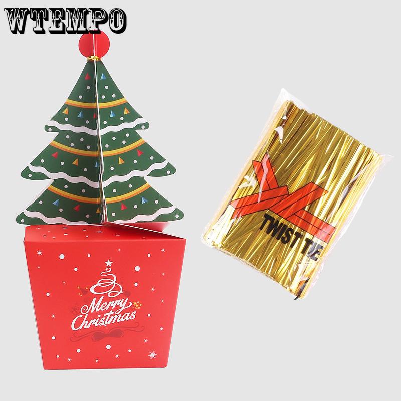 WTEMPO Xmas Christmas Tree Gift Boxes Festive Mini Presents Packaging Boxes DIY Foldable Empty Paper Boxes Perfect for Party Celebrations Decorations