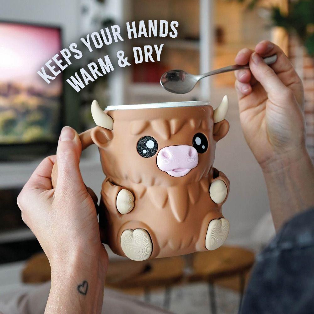 Höglandsboskap Glassbägare Frysskyddshandtag Läckagesäker Glassbägarehållare 3D-utskriven Isolerad