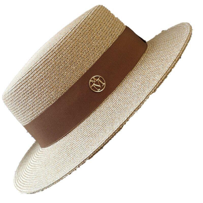 French design new M standard flat top flat edge hat women's spring summer sunscreen sunshade retro hat fashion travel hat