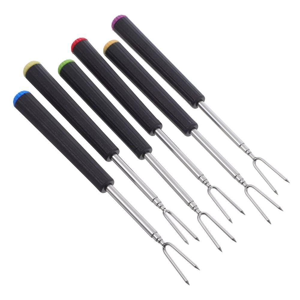 6Pcs V-Shaped Fondue Forks Stainless Steel Grilling Fork Barbecue Fork Set Camping