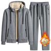 Men's Fall and Winter Padded Warm Suit Long-sleeved Youth Hooded Jacket + Lace-up Pants Sports Plus Size Two-piece Set