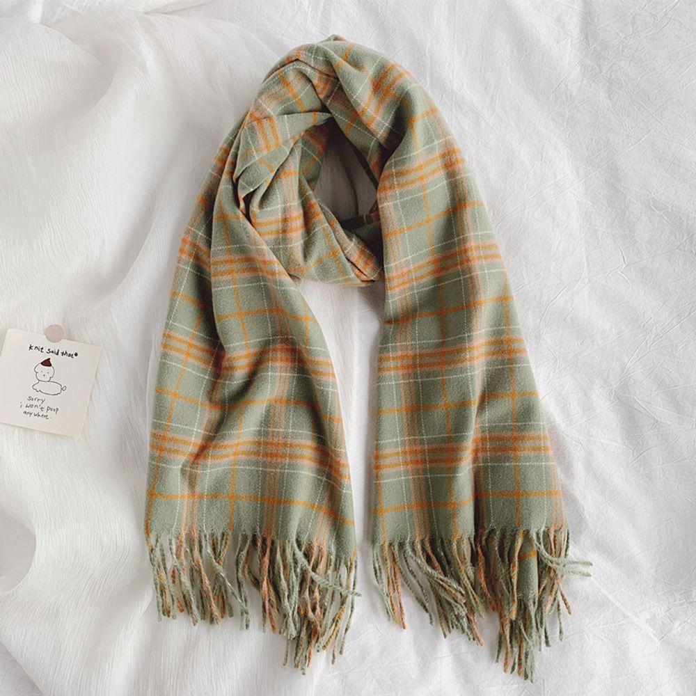 

Thick Imitation cashmere Lattice Tassel Women Winter Scarves Checked Korean Long Shawls Grid Wraps хаки