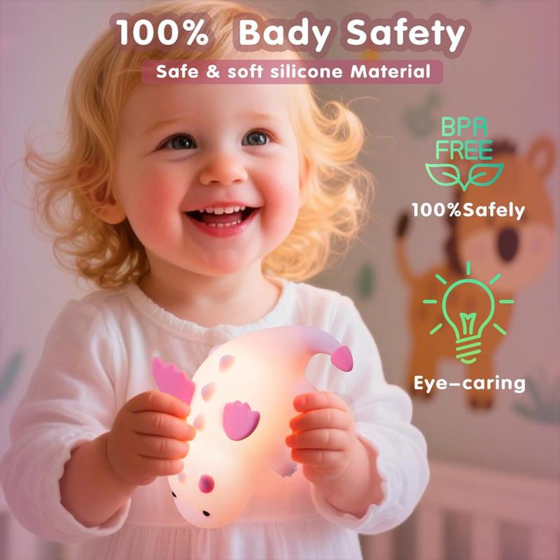 Dragon Night Light for Kids, Rechargeable 7 Colors Silicone Night Lights with Magnetic Base & Timer, Dimmable Nursery