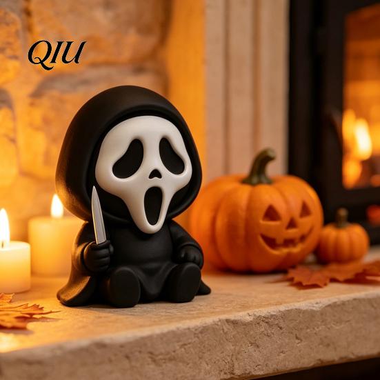 Halloween Decorative Item Mini Screaming Skeleton Figurine, 3D Printed Collectible Black And White Spooky Gift Ornament, Creepy Statue for Desktop