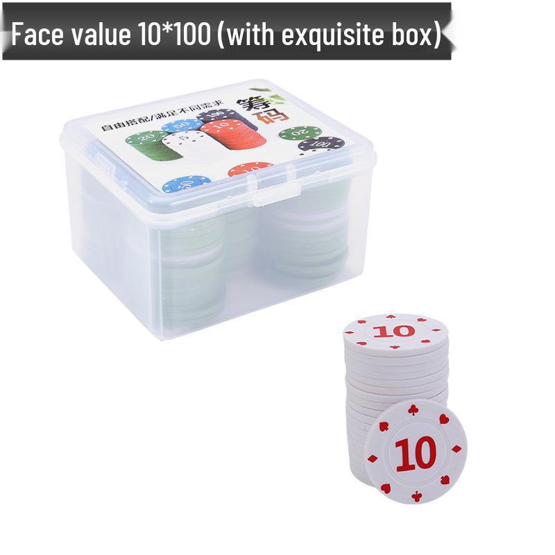 Boxed Set: 100 Plastic Baccarat Mahjong Poker Machine Tokens