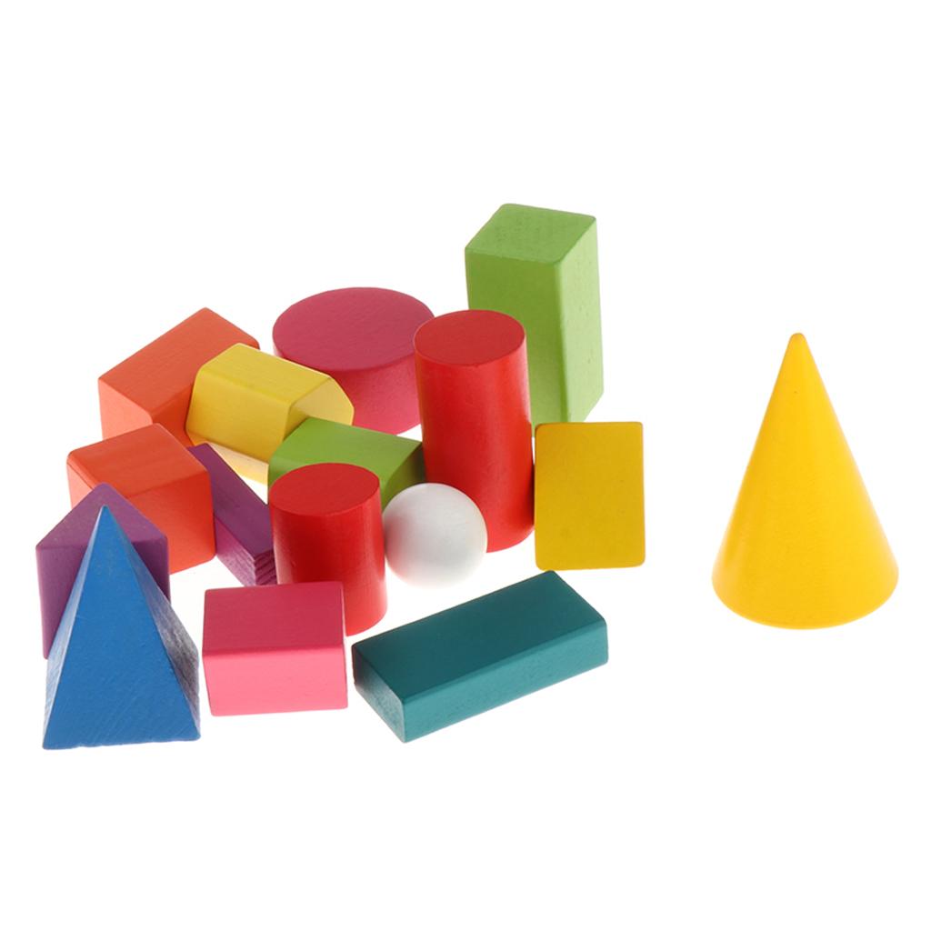 16pc Math Manipulatives Geometry Set Blocks for Kids Preschool Learning Toys