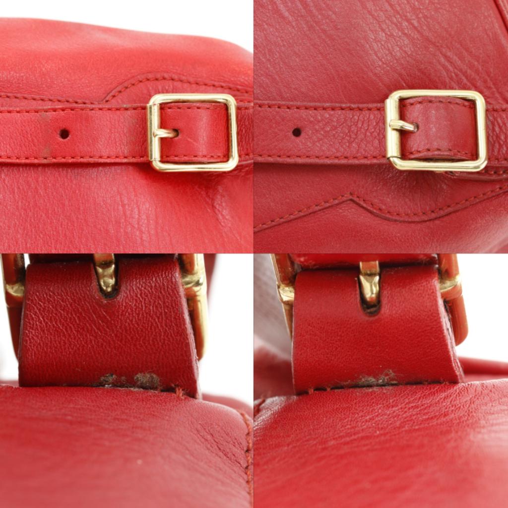 Gucci Bamboo Backpack Daypack 003.3444.0030 Mini Backpack Red Leather Women Used