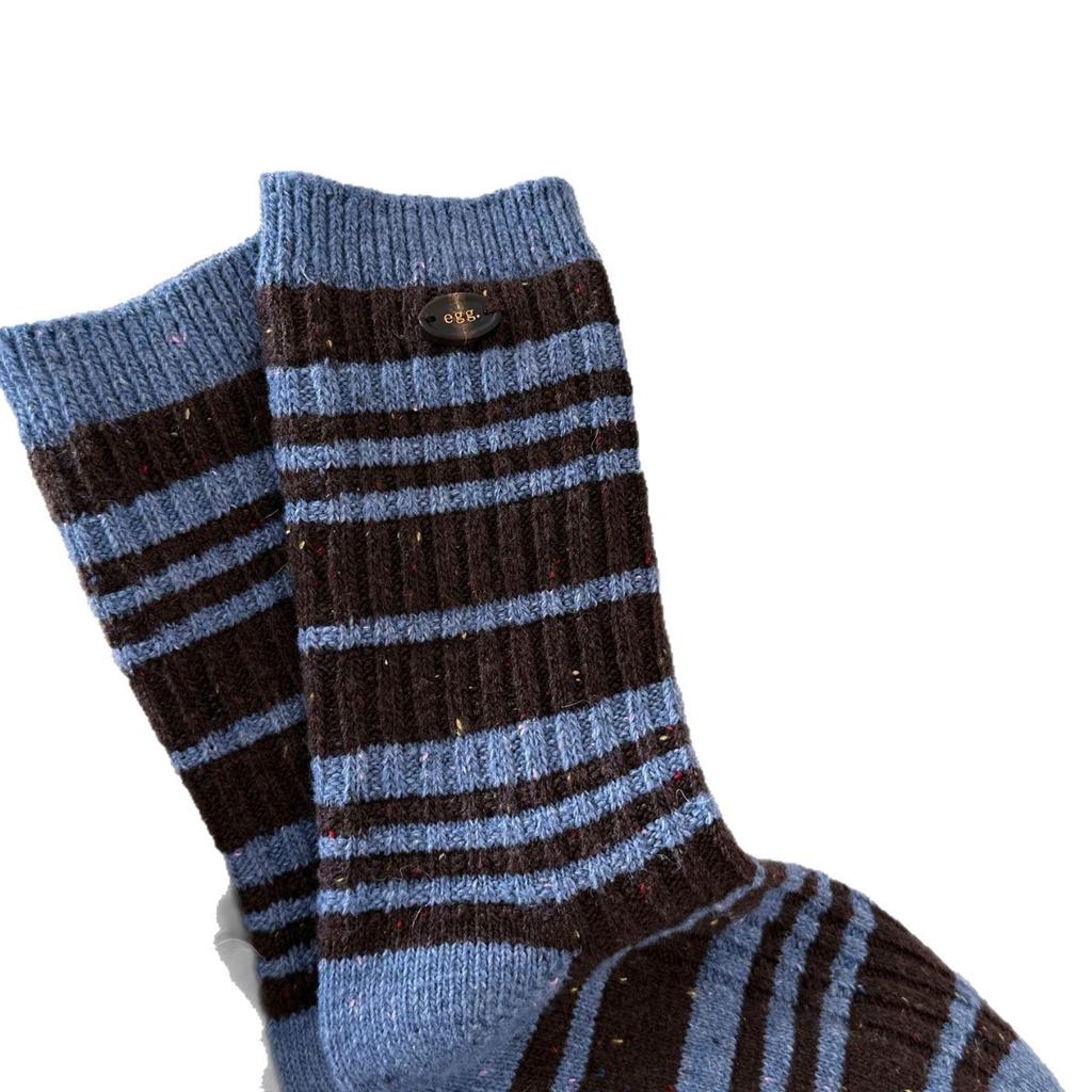 Sea Salt Dew Series Wool Egg Button Striped Thickened Warm Blended Coarse Needle Point Yarn Stacking Middle Tube