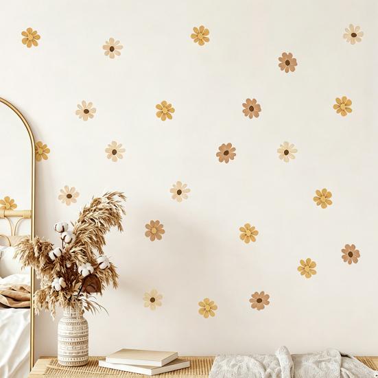 6Pcs Daisy Wall Stickers Self-Adhesive Vinyl Wall Decals Waterproof And Removable Boho Floral
