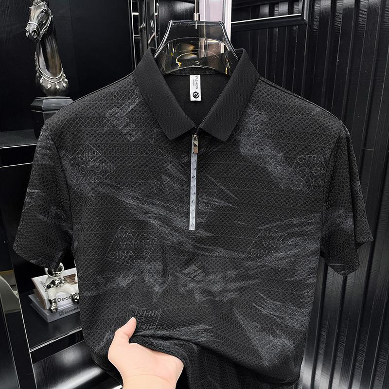 Short Sleeve Polo Shirt Men's Lapel Collar Printed Top Summer T-Shirt