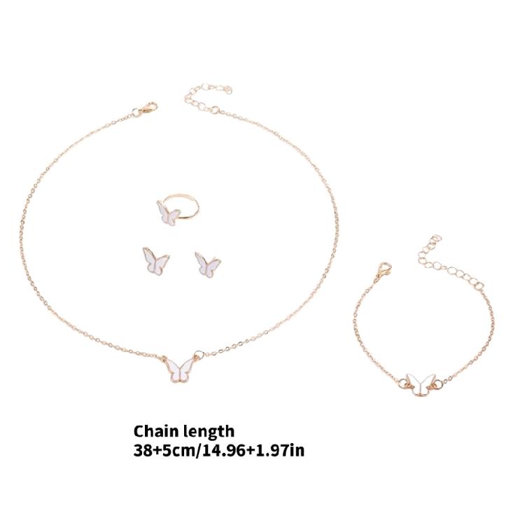 Contemporary Butterfly Necklace Bracelet Ring Earrings Jewelry Set Craftsmanship for Allergy Free Wear and Lasting Shine
