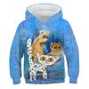 Girls' hooded long-sleeve sweatshirt, cute 3D cat pattern, children's spring and autumn casual outdoor pullover