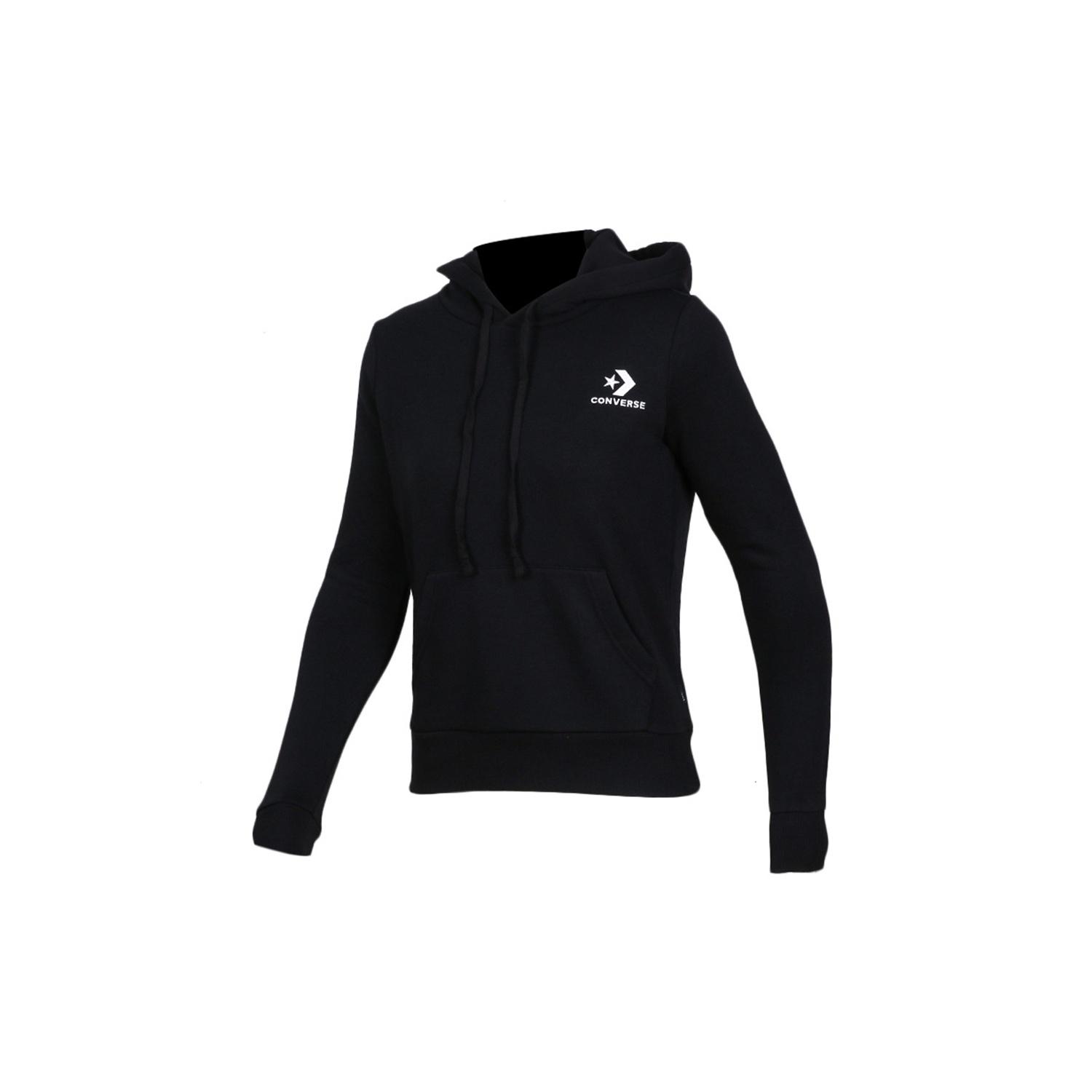 (WMNS) Converse Star Chevron Embroidered Pullover Hoodie Asia Sizing Black Women s 10008923-A01 S