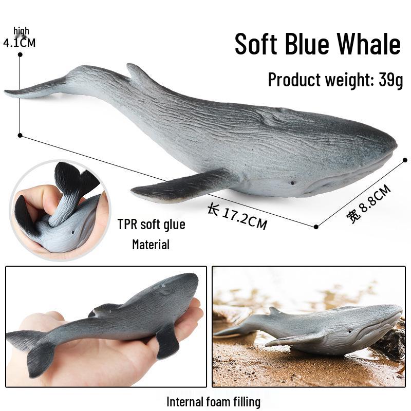 Kids' Marine Animal Model Stress Relief Toy Set: Pufferfish, Octopus, Crab, Shark, Dunkleosteus