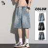Men's Relaxed Fit Patchwork Ice Silk Denim Shorts