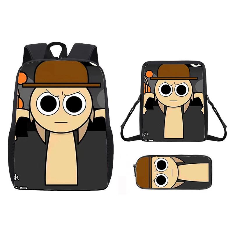 Incredibox Cartoon Pattern Backpack Shoulder Bag Pencil Case Three Set Piece