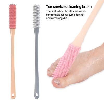Toe Gap Cleaner Foot Scrubber Long Handle Soft Silicone Bristles for Exfoliation & Dead Skin Removal