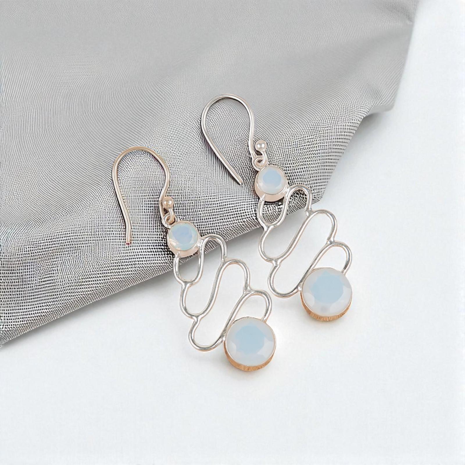 

Молочный опал драгоценный камень 925 стерлинговое серебро ювелирные изделия ручной работы висячие серьги 2,13 EE-84-15