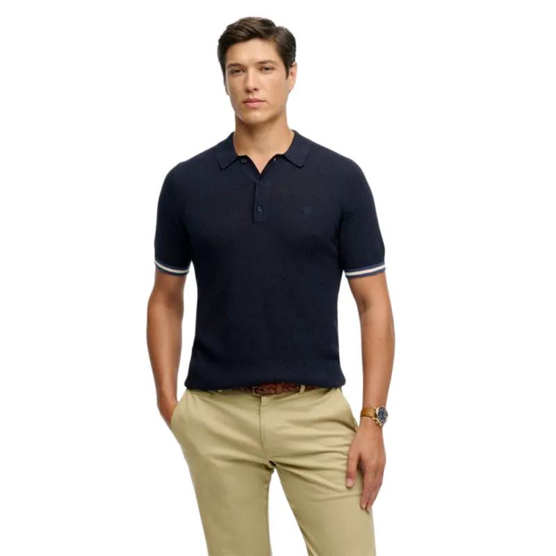 Superdry Blau Polo Aus Strukturierter Wolle - Bild 3